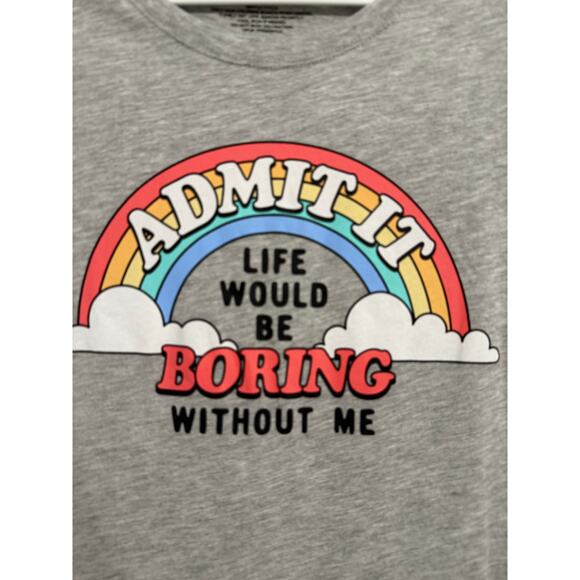 Wound Up New Junior Colorful Rainbow Admit It Boring Life Graphic T Shirt M - Picture 5 of 9